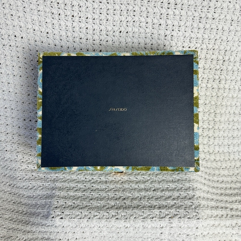 Shiseido Hanatsubaki Jewelry Box Vintage Belgium Cut Velvet Fabric Collectible - Picture 6 of 6